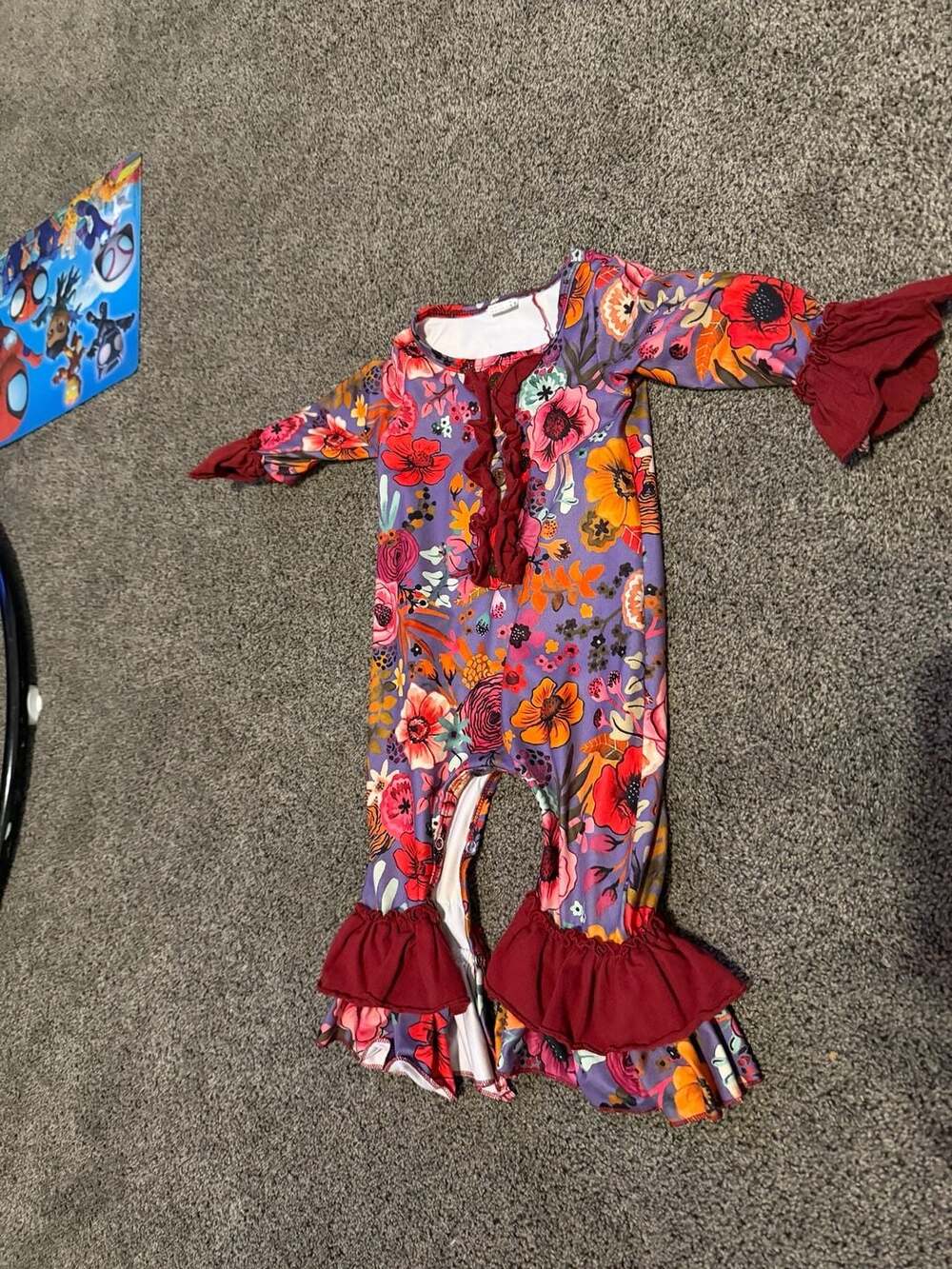 Baby Girl Floral Ruffle Bell Bottom Romper 6-12M